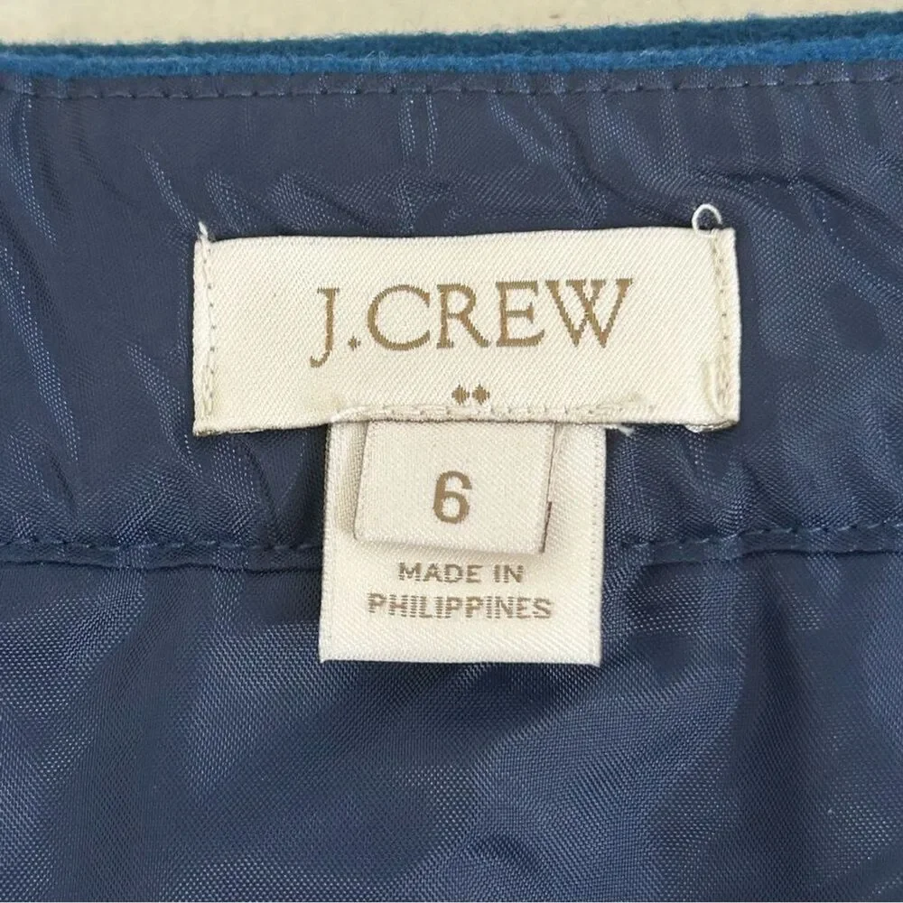 J.CREW Wool Mini Skirt Size 6 Formal Office Aqua Blue Black Wool Mini Skirt